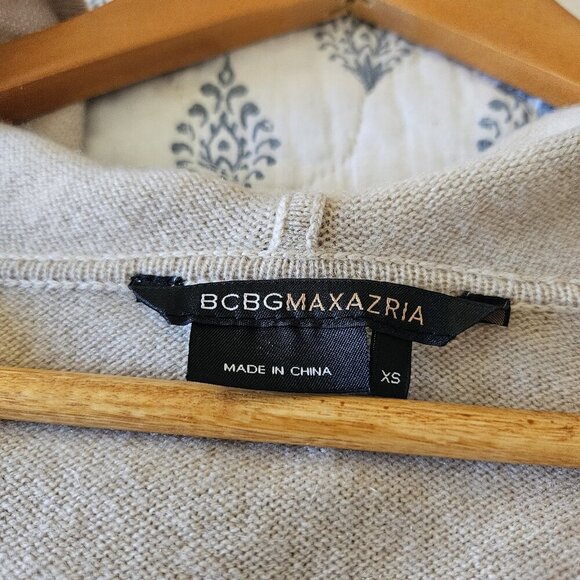 BCBGMAXAZRIA 100% Cashmere Hoodie Sweater XS Beige Tan Pullover Long Sleeve Soft - Picture 7 of 16